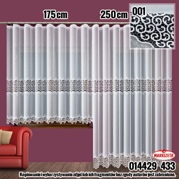 Firanka haftowana 14429 wys 175 cm x 2 m szer