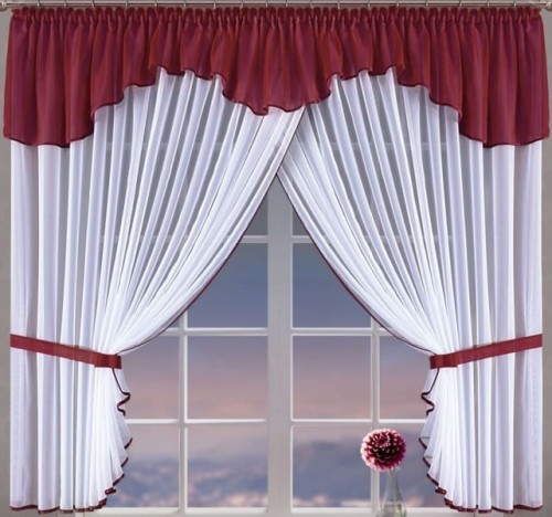 Firanka konfekcjonowana FK 00146 kolor czerwony