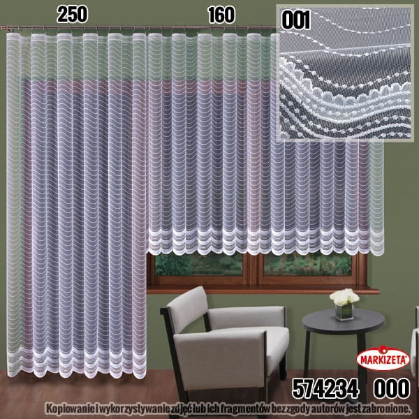 FIRANKA ŻAKARDOWA 574234 WYS 250CM KOLOR BIAŁY