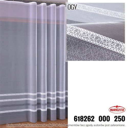 FIRANKA ŻAKARDOWA 618262 SZARY PAS WYS 250 CM