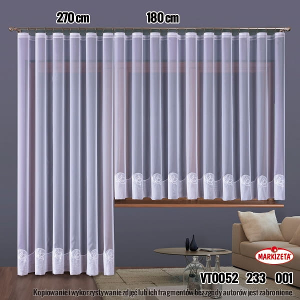 FIRANKA HAFTOWANA NA WOALU VT00052 WYS180 CM x 3 m.szer.
